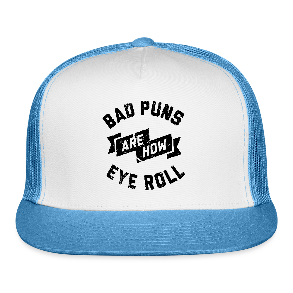 Bad Puns Trucker Hat - white/blue