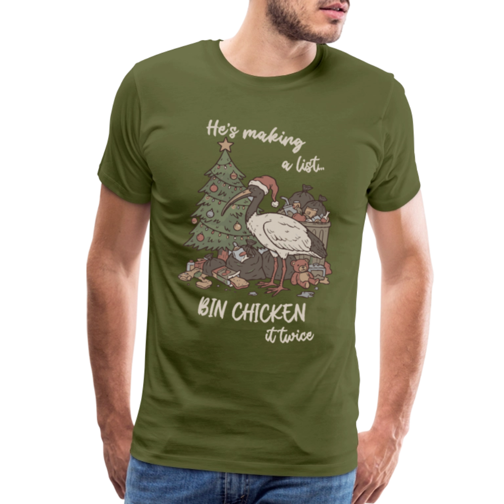 Bin Chook Xmas Dark - Men's Premium T-Shirt - olive green